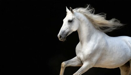 Obraz na płótnie Canvas white horse on black