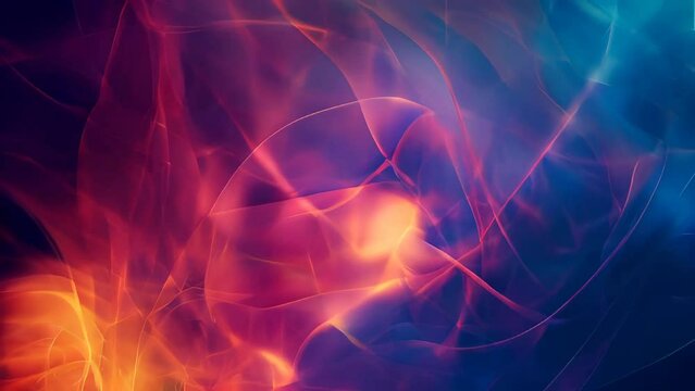 abstract background with glowing lines and curves in blue and orange colors