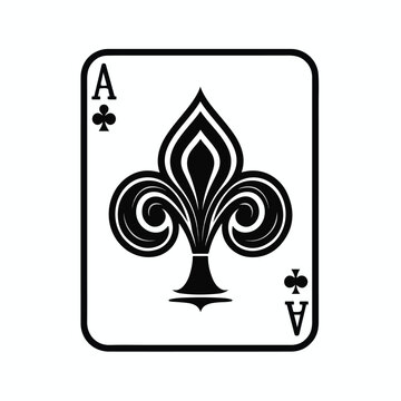 Ace of spades card icon cartoon black and white vec