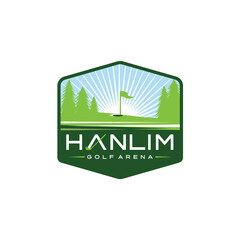 Golf Logo golf course with landscape view