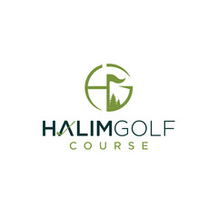 HG letter logo initial with golf course element