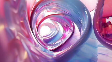 3D rendering. Pink and blue glossy intertwined tubes. Abstract background.