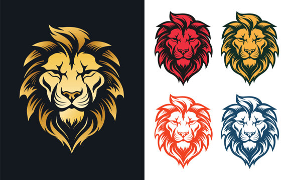 mascot Lion Head Face tattoo or Logo vector illustration