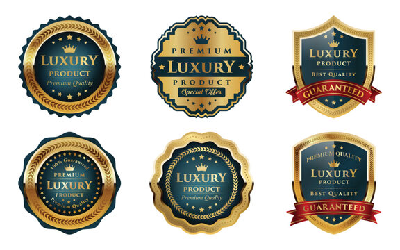 Premium Golden Luxury Quality Badge Vector Collection