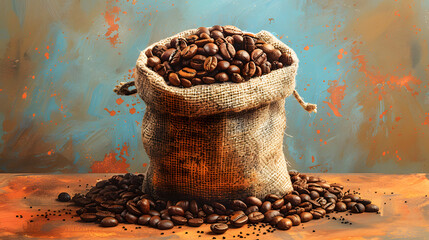 Fresh Coffee Beans Bag Icon