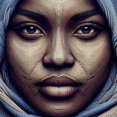 Fototapeta premium Woman face with fabric texture