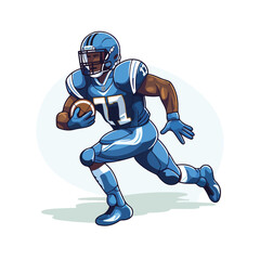 Blue jersey player american football flat vector il