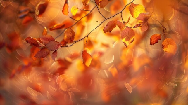 This image depicts golden autumn leaves on a tree as the abstract background, with the focus
