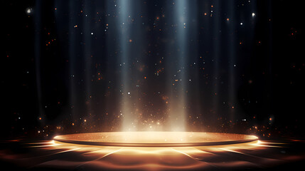 Creative black dance floor stage, empty podium