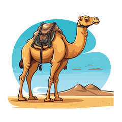 Camel with saddlery icon cartoon vector illustratio