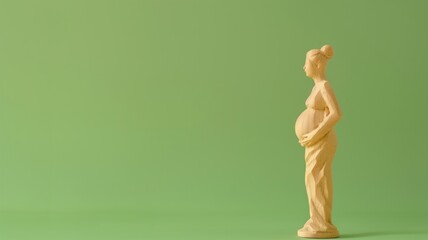 A serene wooden figurine representing pregnancy stands tall