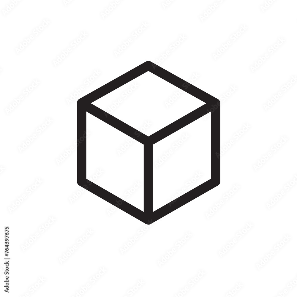 Poster cube icon simple flat vector liner illustration on white background..eps
