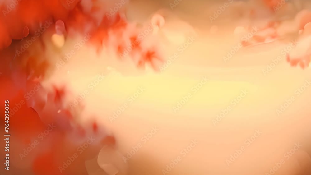 Poster blurry tree with red leaves generative ai