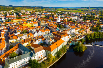 Fototapeta na wymiar Aerial view on the city Pisek. Czech Republic