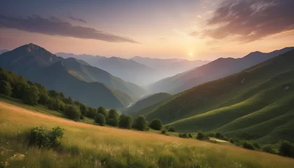 Deurstickers Mountains during sunset. Beautiful natural landscape in the summer time © ahmad05