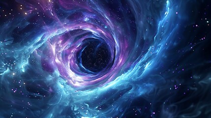 This is an abstract image of a vortex in space. The vortex is surrounded by a swirling mass of gas and dust. - obrazy, fototapety, plakaty