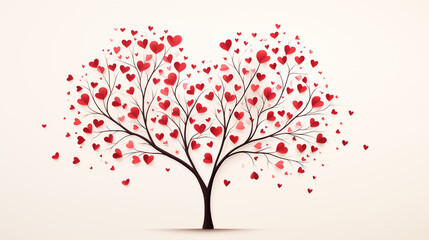 A red heart-shaped tree for Valentine's Day.