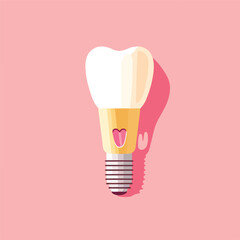 Dental implant care flat vector illustration isolated