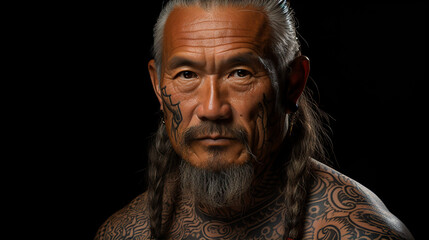刺青・タトゥー・入れ墨のある高齢者の男性（彫師・刺青師）