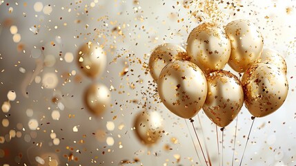 celebration background with confetti and gold balloons 
