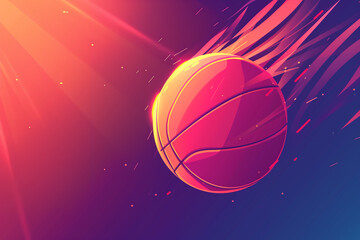 Fototapeta premium Basketball ball on fire flaming energy around. Abstract grainy gradients orange background. Sport grunge banners. Game competition, team club and championship. Generative AI