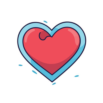 Flat design heart cartoon icon vector illustration