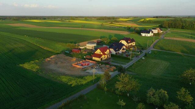 Beautiful Panorama Houses Zimna Wodka Aerial View Poland