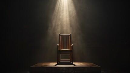 A solitary empty chair at the meetings forefront a silent call for the chairmans presence - obrazy, fototapety, plakaty