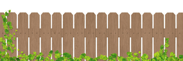 Fototapeta premium 茶色い木の柵/ツタ/A