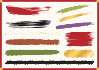 Obraz premium 筆で描いた和風の線の10点セット