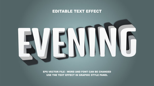 Editable Text Effect Evening 3D Vector Template