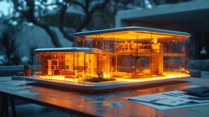 Construction project model house on an architecture studio - 764408239