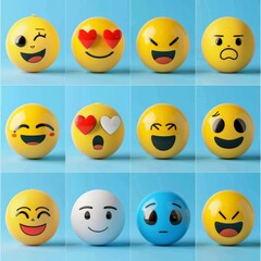 emojis with different facial expressions from anger to laughter - 764408240