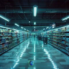 Supermarket aisle, nobody - 764408460