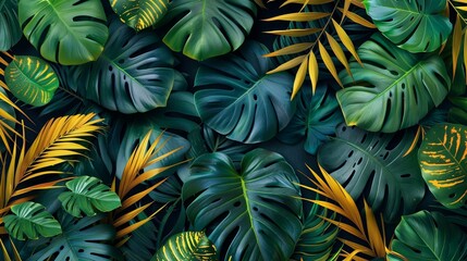 Fototapeta na wymiar Geometric jungle leaves pattern, abstract and lush
