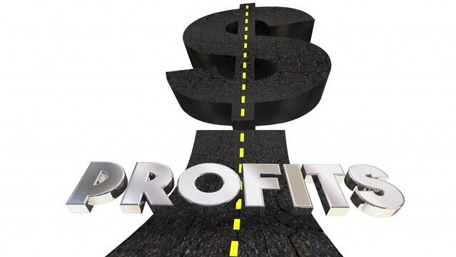 Road to Profits Make Big Money Earn More Net Income Direction Future 3d Animation