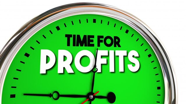 Time for Profits Clock Make More Money Earn Net Income 3d Animation