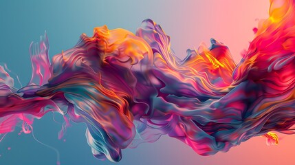This is an abstract image of a flowing, colorful liquid. The liquid appears to be moving in slow...