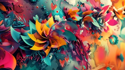 vibrant and colorful floral background with a variety of flowers and leaves.