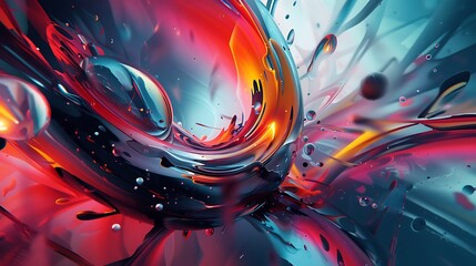 3D rendering of an abstract colorful liquid. The image has a vibrant and dynamic feel, with the liquid appearing to be in motion.