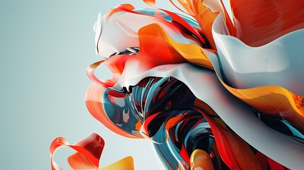 3D rendering of a colorful abstract shape with a smooth, glossy surface. - obrazy, fototapety, plakaty