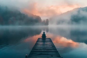 Türaufkleber Tranquil Misty Lake © Articre8ing