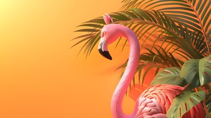 flamingo background for summer party concept