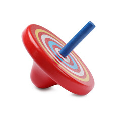 One bright spinning top isolated on white