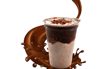 Panoramic still life of colorful frozen fruit granita drinks flowing in plastic takeaway cups with ice cream straws taste