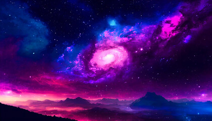 Fototapeta na wymiar spiral nebula background bright colors