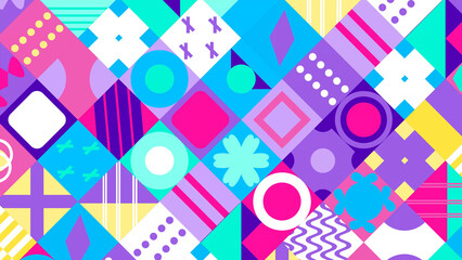 Seamless Pattern Of Pop And Colorful Abstract Geometric Shape