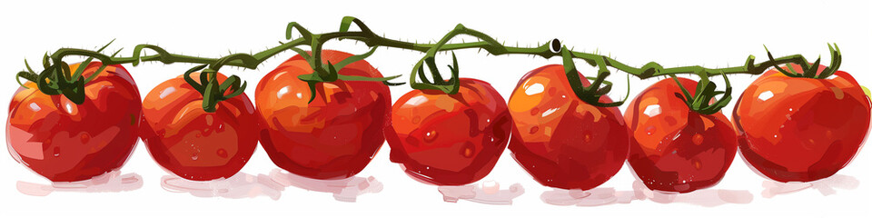 Illustration of Tomatoes lined up in a row - banner - Generative AI