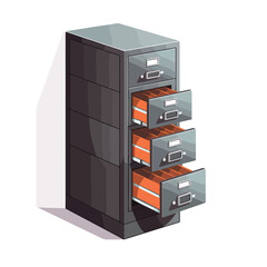 Metal filing cabinet storage lapm office flat vector