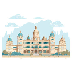 Mysore palace india flat vector illustration 